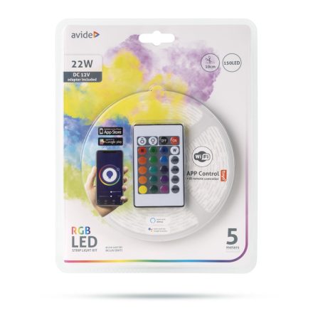  LED Szalag Bliszter 12V 7.2W SMD5050 30LED RGB IP65 5m WIFI TUYA + IR
