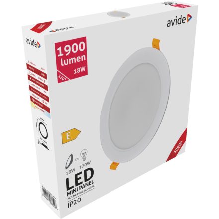 Avide LED Beépíthető Kerek Mennyezeti Lámpa Műanyag 18W WW 3000K