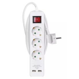 Elosztó 3-as kapcsolós + USB 2fm